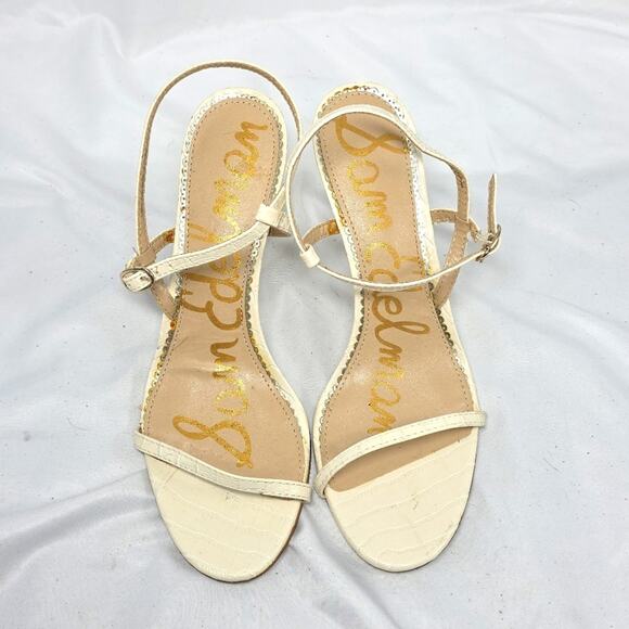 Sam Edelman Dara Croc Embossed Print Sandals Ivory Size 9.5 - Picture 4 of 16